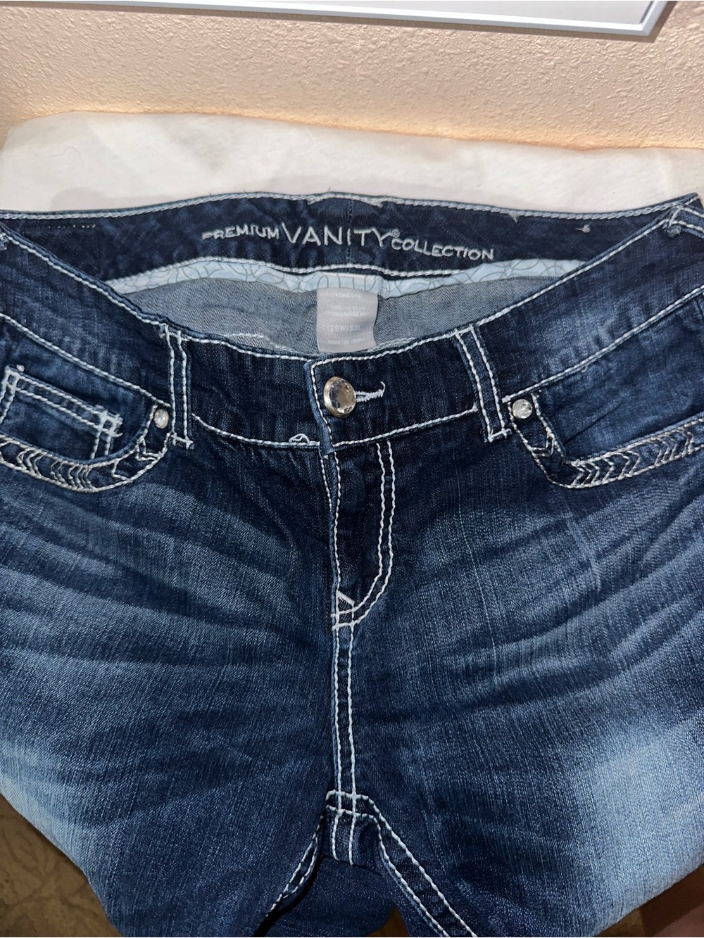 Vanity Dark Blue Boot Cut Jeans with Contrast Stitching